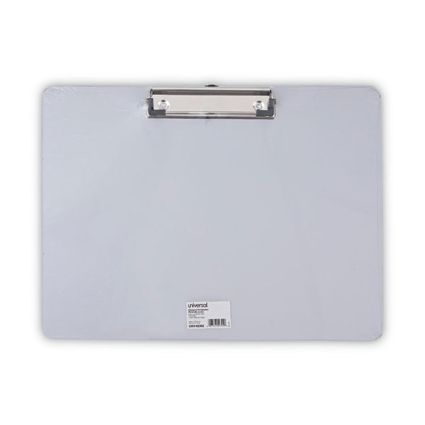 Universal® Plastic Brushed Aluminum Clipboard, Landscape Orientation, 0.5" Clip Capacity, Holds 11 x 8.5 Sheets, Silver (UNV40302)