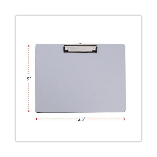 Universal® Plastic Brushed Aluminum Clipboard, Landscape Orientation, 0.5" Clip Capacity, Holds 11 x 8.5 Sheets, Silver (UNV40302)