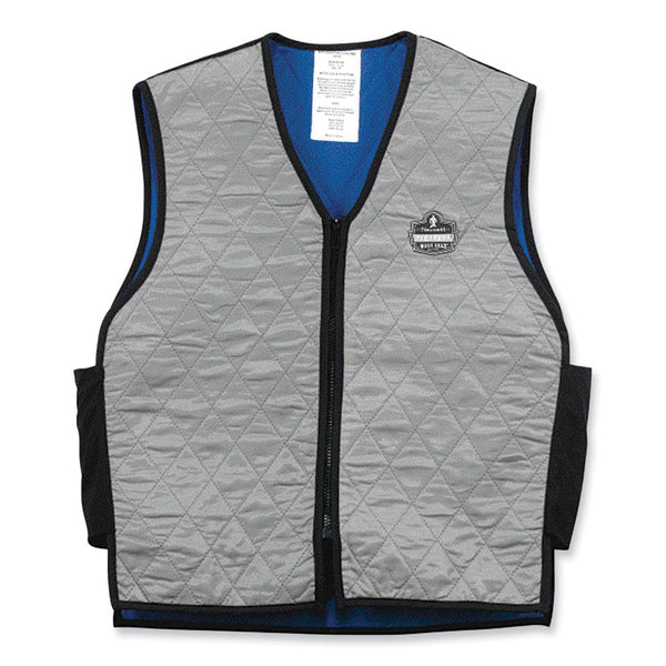 ergodyne® Chill-Its 6665 Embedded Polymer Cooling Vest with Zipper, Nylon/Polymer, Medium, Gray, Ships in 1-3 Business Days (EGO12543) Each