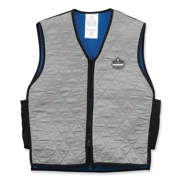 ergodyne® Chill-Its 6665 Embedded Polymer Cooling Vest with Zipper, Nylon/Polymer, Large, Gray, Ships in 1-3 Business Days (EGO12544) Each