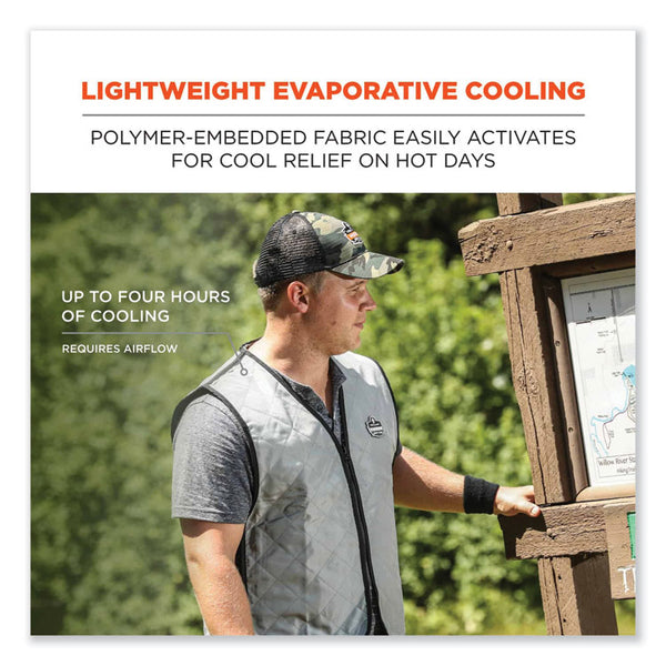 ergodyne® Chill-Its 6665 Embedded Polymer Cooling Vest with Zipper, Nylon/Polymer, X-Large, Gray, Ships in 1-3 Business Days (EGO12545) Each