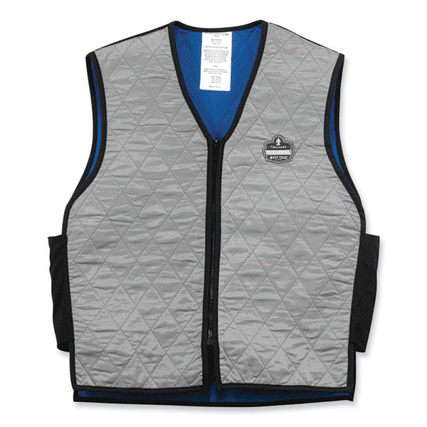 ergodyne® Chill-Its 6665 Embedded Polymer Cooling Vest with Zipper, Nylon/Polymer, 3X-Large, Gray, Ships in 1-3 Business Days (EGO12547) Each