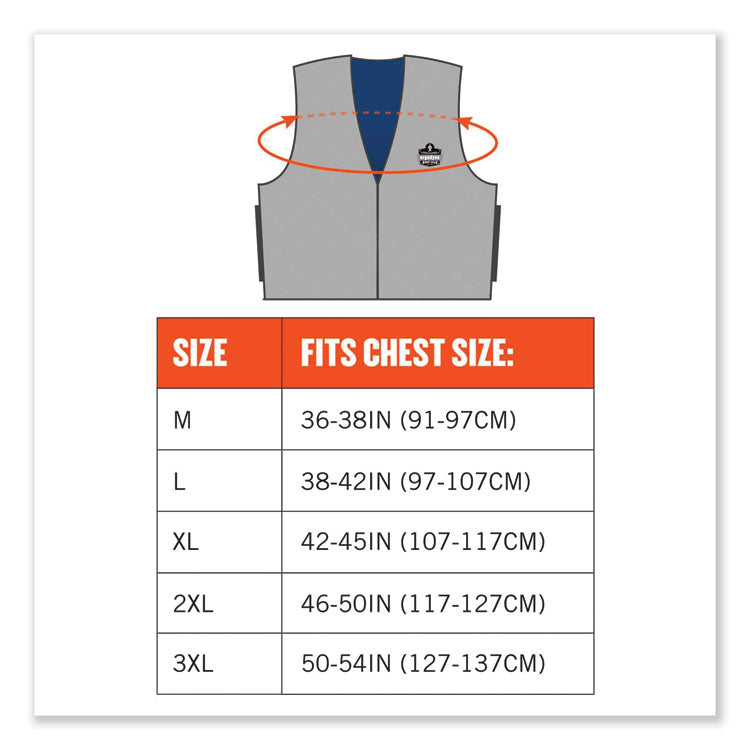 ergodyne® Chill-Its 6665 Embedded Polymer Cooling Vest with Zipper, Nylon/Polymer, 3X-Large, Gray, Ships in 1-3 Business Days (EGO12547) Each