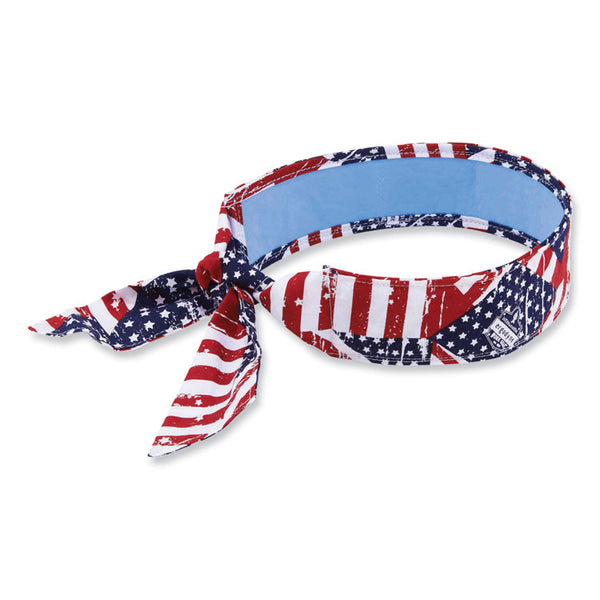 ergodyne® Chill-Its 6700CT Cooling Bandana PVA Tie Headband, One Size Fits Most, Stars and Stripes, Ships in 1-3 Business Days (EGO12561) Each
