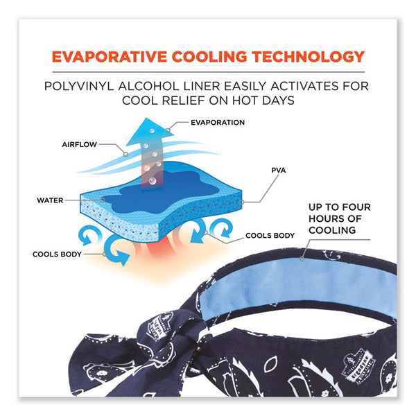 ergodyne® Chill-Its 6700CT Cooling Bandana PVA Tie Headband, One Size Fits Most, Navy Western, Ships in 1-3 Business Days (EGO12564) Each