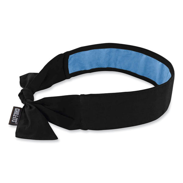 ergodyne® Chill-Its 6700CT Cooling Bandana PVA Tie Headband, One Size Fits Most, Black, Ships in 1-3 Business Days (EGO12565) Each