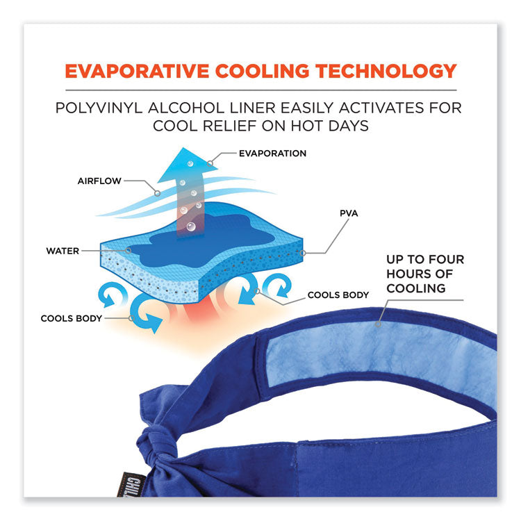 ergodyne® Chill-Its 6700CT Cooling Bandana PVA Tie Headband, One Size Fits Most, Solid Blue, Ships in 1-3 Business Days (EGO12567) Each