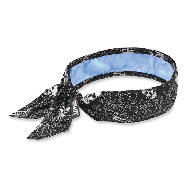 ergodyne® Chill-Its 6700CT Cooling Bandana PVA Tie Headband, One Size Fits Most, Skulls, Ships in 1-3 Business Days (EGO12569) Each
