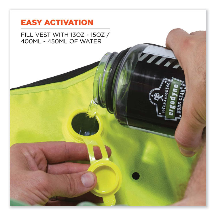 ergodyne® Chill-Its 6685 Premium Dry Evaporative Cooling Vest with Zipper, Nylon, X-Large, Lime, Ships in 1-3 Business Days (EGO12675) Each