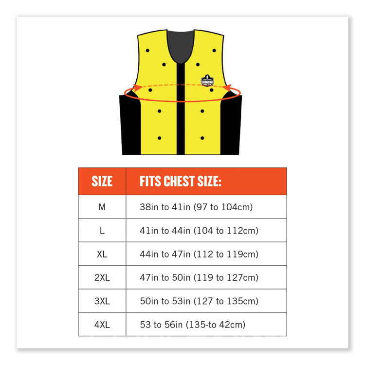 ergodyne® Chill-Its 6685 Premium Dry Evaporative Cooling Vest with Zipper, Nylon, X-Large, Lime, Ships in 1-3 Business Days (EGO12675) Each