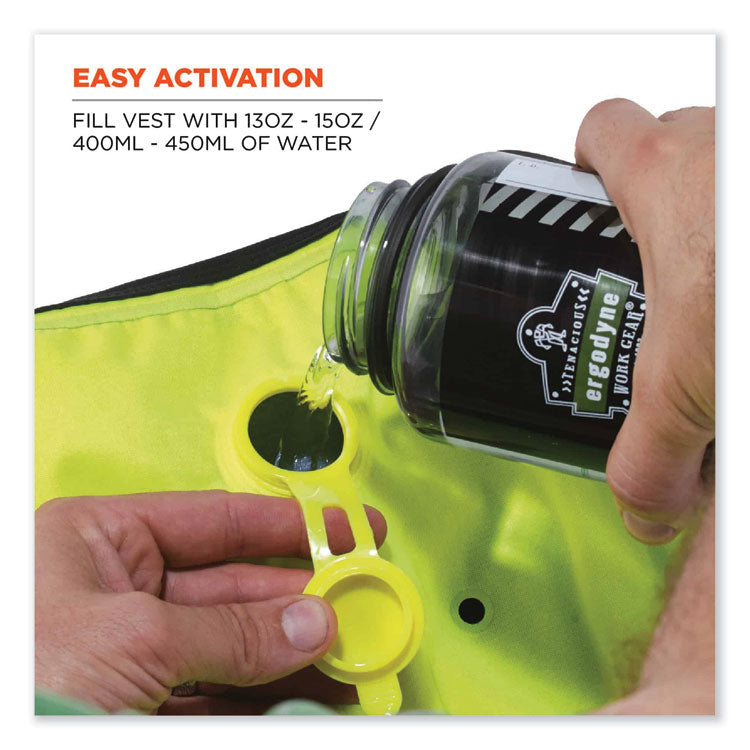 ergodyne® Chill-Its 6685 Premium Dry Evaporative Cooling Vest with Zipper, Nylon, 2X-Large, Lime, Ships in 1-3 Business Days (EGO12676) Each