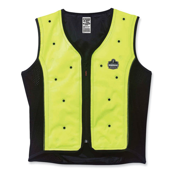 ergodyne® Chill-Its 6685 Premium Dry Evaporative Cooling Vest with Zipper, Nylon, 4X-Large, Lime, Ships in 1-3 Business Days (EGO12678) Each