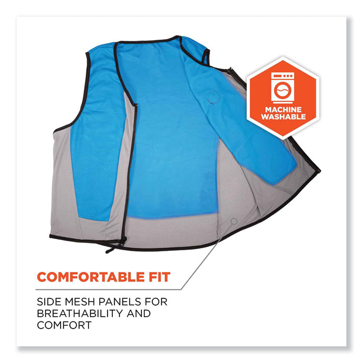 ergodyne® Chill-Its 6667 Wet Evaporative PVA Cooling Vest with Zipper, PVA,  X-Large, Blue, Ships in 1-3 Business Days (EGO12695) Each