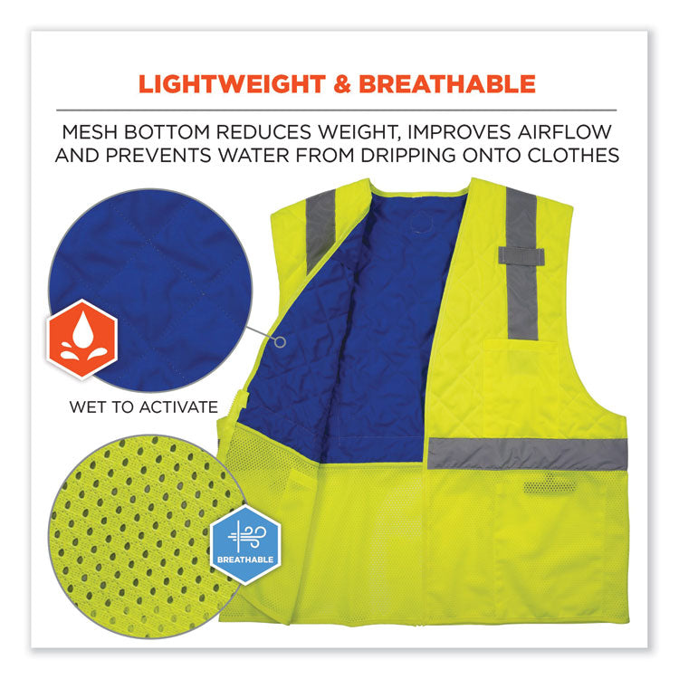 ergodyne® Chill-Its 6668 Class 2 Hi-Vis Safety Cooling Vest, Polymer, 2X-Large, Lime, Ships in 1-3 Business Days (EGO12716) Each