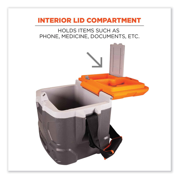 ergodyne® Chill-Its 5170 17-Quart Industrial Hard Sided Cooler, Orange/Gray, Ships in 1-3 Business Days (EGO13170)