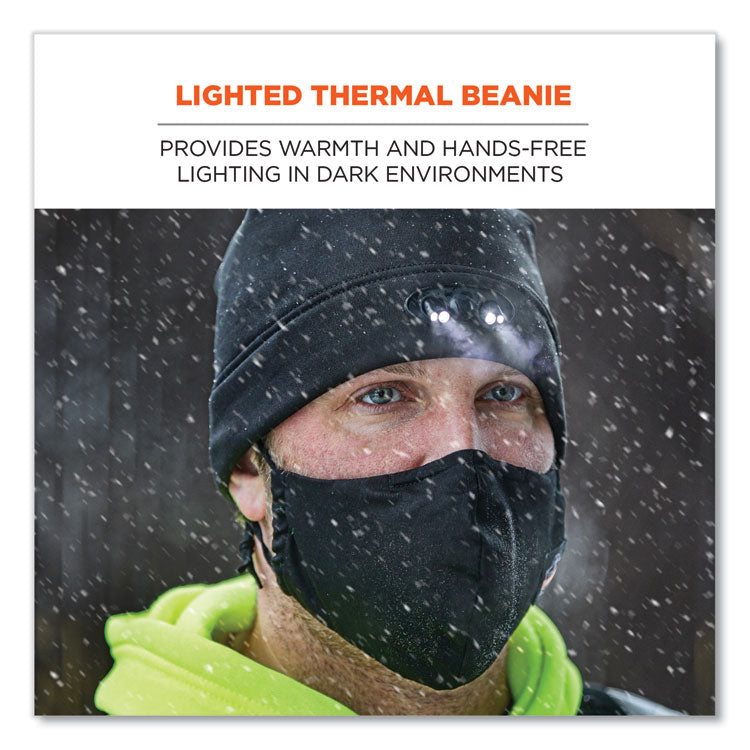 ergodyne® N-Ferno 6804 Skull Cap Winter Hat with LED Lights, One Size Fits Mosts, Black, Ships in 1-3 Business Days (EGO16803) Each