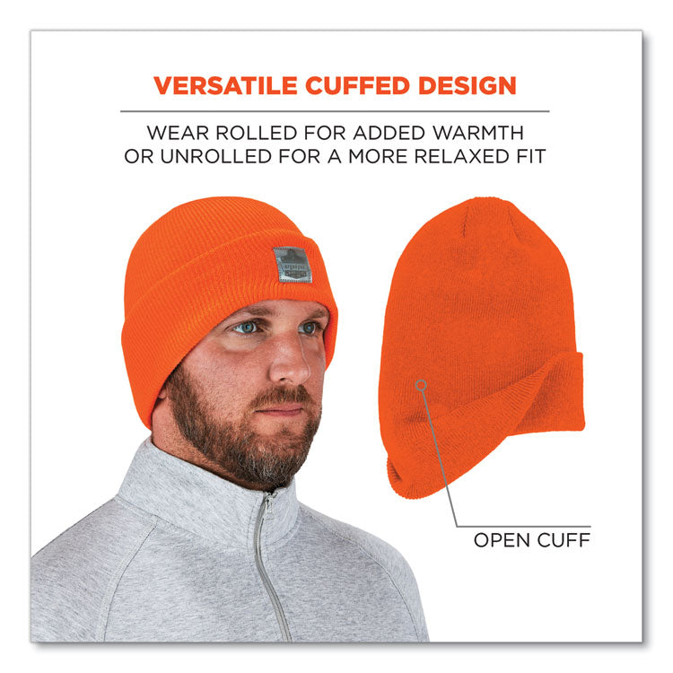 ergodyne® N-Ferno 6806 Cuffed Rib Knit Winter Hat, One Size Fits Most, Orange, Ships in 1-3 Business Days (EGO16807) Each