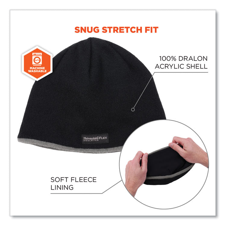 ergodyne® N-Ferno 6818 Knit Winter Hat Fleece Lined, One Size Fits Most, Black, Ships in 1-3 Business Days (EGO16818) Each