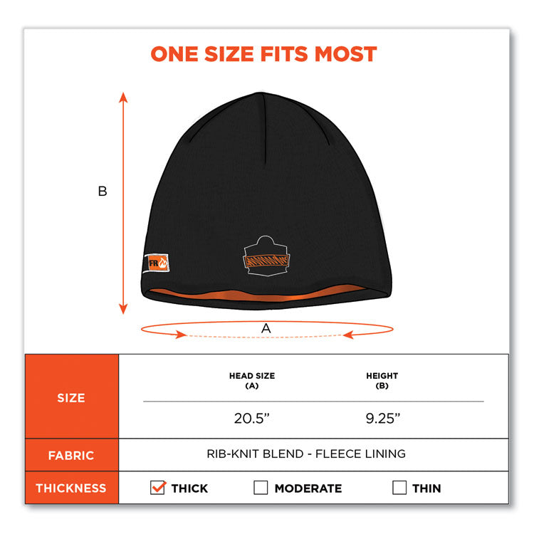 ergodyne® N-Ferno 6820 FR Cotton Fleece Knit Hat, One Size Fits Most, Black, Ships in 1-3 Business Days (EGO16820) Each