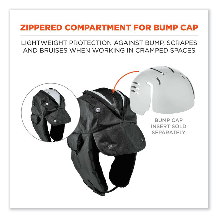 ergodyne® N-Ferno 6802Z Zippered Trapper Hat, Small/Medium, Black, Ships in 1-3 Business Days (EGO16857) Each