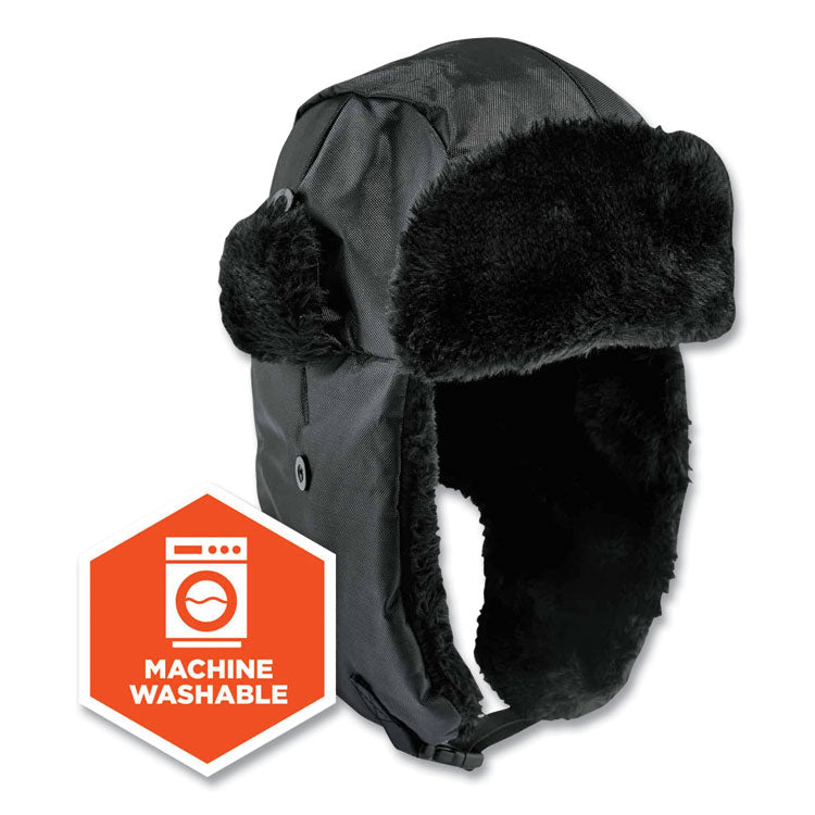 ergodyne® N-Ferno 6802Z Zippered Trapper Hat, Small/Medium, Black, Ships in 1-3 Business Days (EGO16857) Each