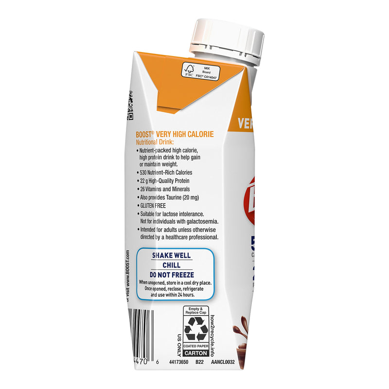 Boost® Very High Calorie Oral Supplement Chocolate Flavor Liquid 8 oz. Reclosable Carton (1212300_CS) 24/CS