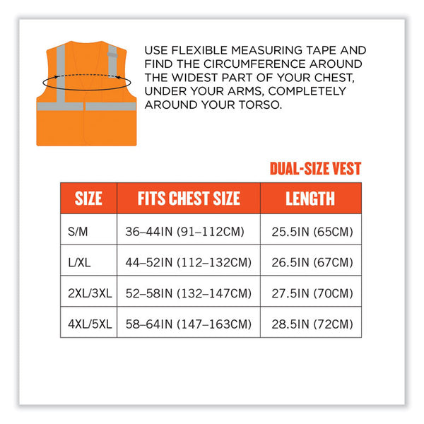 ergodyne® GloWear 8210HL Class 2 Economy Mesh Hook and Loop Vest, Polyester, X-Small, Orange , Ships in 1-3 Business Days (EGO21011) Each
