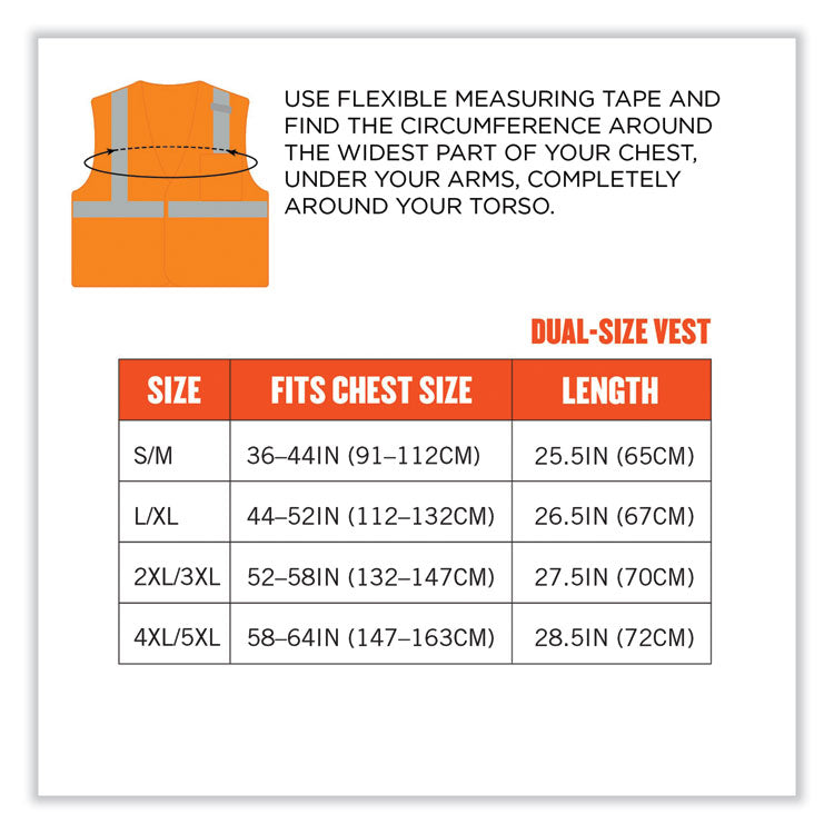 ergodyne® GloWear 8210HL Class 2 Economy Mesh Hook and Loop Vest, Polyester, X-Small, Orange , Ships in 1-3 Business Days (EGO21011) Each