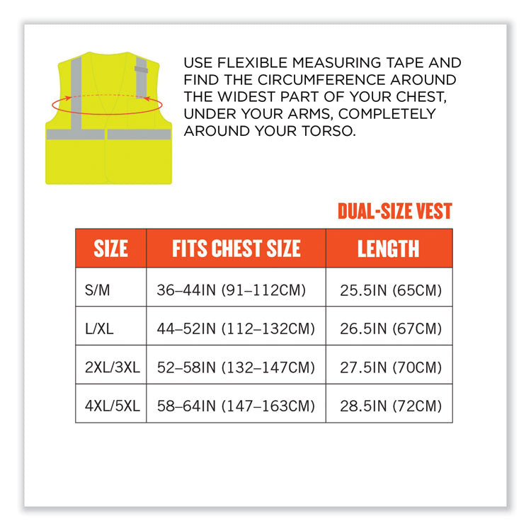 ergodyne® GloWear 8210HL Class 2 Economy Mesh Hook and Loop Vest, Polyester, X-Small, Lime, Ships in 1-3 Business Days (EGO21021) Each