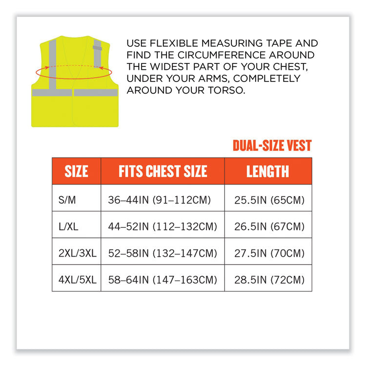 ergodyne® GloWear 8210HL Class 2 Economy Mesh Hook and Loop Vest, Polyester, Small/Medium, Lime, Ships in 1-3 Business Days (EGO21023) Each