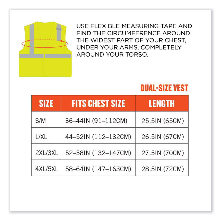 ergodyne® GloWear 8210HL Class 2 Economy Mesh Hook and Loop Vest, Polyester, 2X-Large/3X-Large, Lime, Ships in 1-3 Business Days (EGO21027) Each