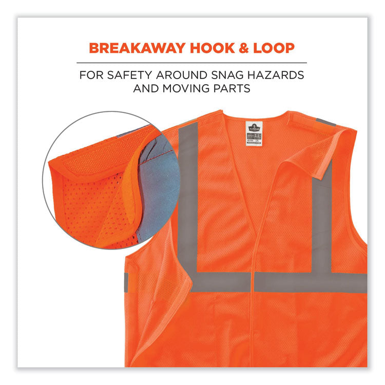 ergodyne® GloWear 8215BA Class 2 Economy Breakaway Mesh Vest, Polyester, X-Small, Orange, Ships in 1-3 Business Days (EGO21061) Each