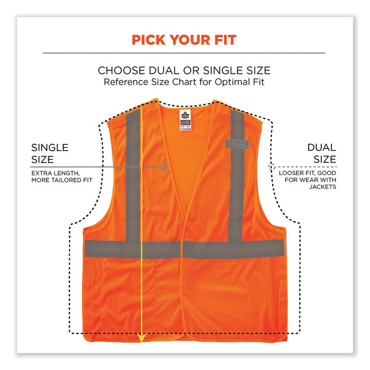 ergodyne® GloWear 8215BA Class 2 Economy Breakaway Mesh Vest, Polyester, X-Small, Orange, Ships in 1-3 Business Days (EGO21061) Each
