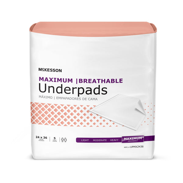 McKesson Ultimate Breathable Disposable Underpad 24 X 36 Inch Fluff / Polymer Heavy Absorbency (1075428_CS) 70/CS