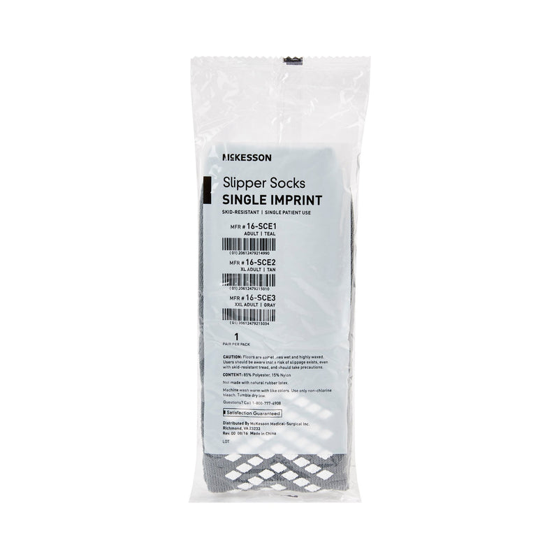 McKesson Slipper Socks Unisex Adult 2X-Large Single Tread Single Patient Use Gray (1038461_CS) 48/CS