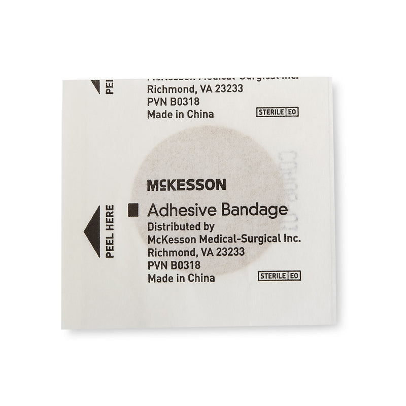 McKesson Adhesive Spot Bandage 1 Inch Plastic Round Tan Sterile (466877_CS) 2400/CS