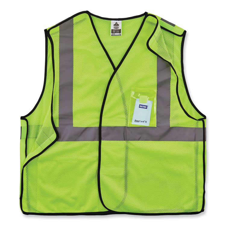 ergodyne® GloWear 8216BA Class 2 Breakaway Mesh ID Holder Vest, Polyester, Large/X-Large, Lime, Ships in 1-3 Business Days (EGO21095) Each