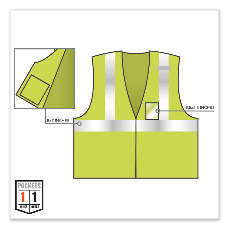 ergodyne® GloWear 8216BA Class 2 Breakaway Mesh ID Holder Vest, Polyester, 2X-Large/3X-Large, Lime, Ships in 1-3 Business Days (EGO21097) Each
