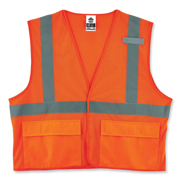ergodyne® GloWear 8220HL Class 2 Standard Mesh Hook and Loop Vest, Polyester, 4X-Large/5X-Large, Orange, Ships in 1-3 Business Days (EGO21139) Each