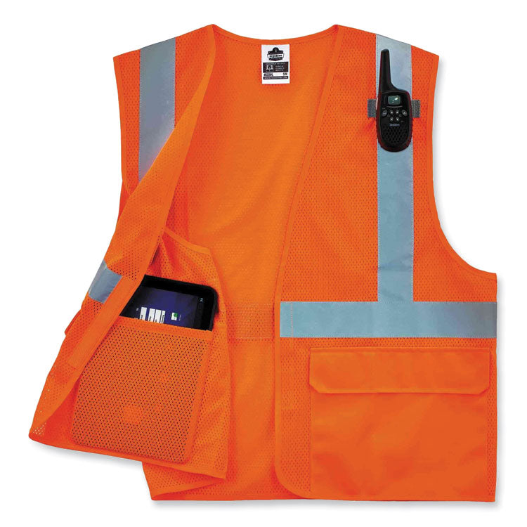 ergodyne® GloWear 8220HL Class 2 Standard Mesh Hook and Loop Vest, Polyester, 4X-Large/5X-Large, Orange, Ships in 1-3 Business Days (EGO21139) Each