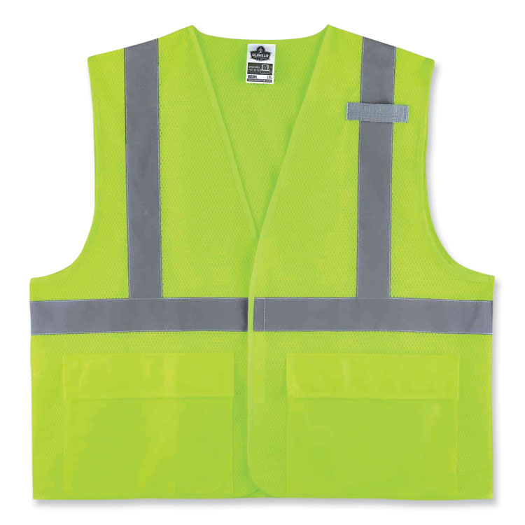 ergodyne® GloWear 8220HL Class 2 Standard Mesh Hook and Loop Vest, Polyester, 2X-Large/3X-Large, Lime, Ships in 1-3 Business Days (EGO21147) Each