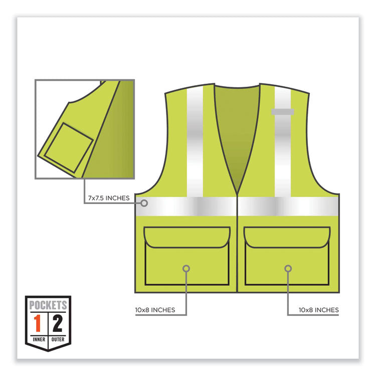 ergodyne® GloWear 8220HL Class 2 Standard Mesh Hook and Loop Vest, Polyester, 4X-Large/5X-Large, Lime, Ships in 1-3 Business Days (EGO21149) Each