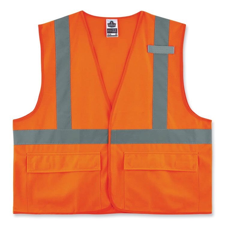 ergodyne® GloWear 8225HL Class 2 Standard Solid Hook and Loop Vest, Polyester, Orange, Large/X-Large, Ships in 1-3 Business Days (EGO21175) Each