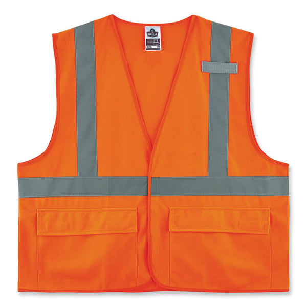 ergodyne® GloWear 8225HL Class 2 Standard Solid Hook and Loop Vest, Polyester, Orange, 4X-Large/5X-Large, Ships in 1-3 Business Days (EGO21179) Each