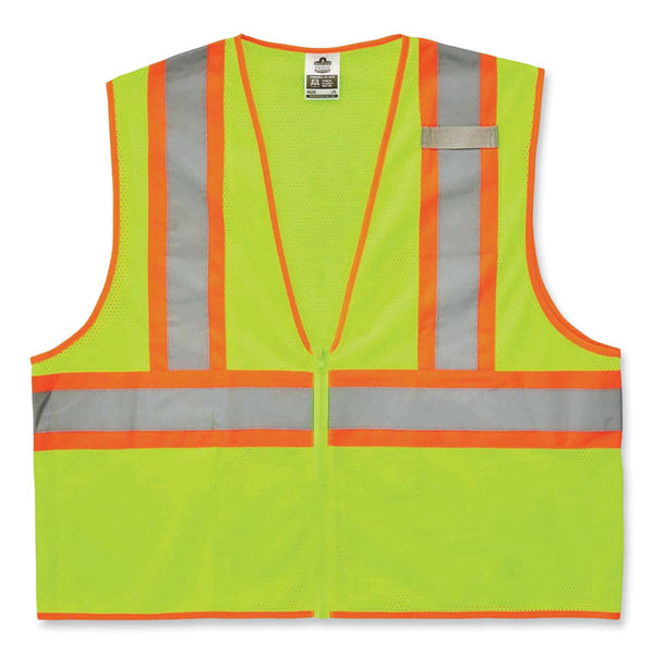 ergodyne® GloWear 8229Z Class 2 Economy Two-Tone Zipper Vest, Polyester, X-Small, Lime, Ships in 1-3 Business Days (EGO21291) Each