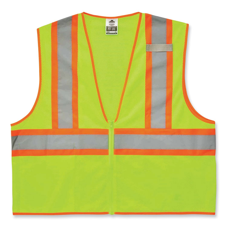 ergodyne® GloWear 8229Z Class 2 Economy Two-Tone Zipper Vest, Polyester, 2X-Large/3X-Large, Lime, Ships in 1-3 Business Days (EGO21297) Each