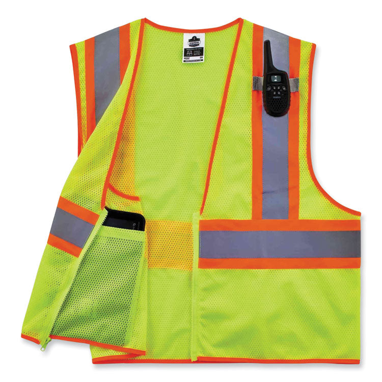 ergodyne® GloWear 8229Z Class 2 Economy Two-Tone Zipper Vest, Polyester, 2X-Large/3X-Large, Lime, Ships in 1-3 Business Days (EGO21297) Each