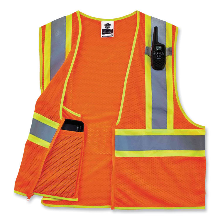 ergodyne® GloWear 8229Z Class 2 Economy Two-Tone Zipper Vest, Polyester, Small/Medium, Orange, Ships in 1-3 Business Days (EGO21303) Each