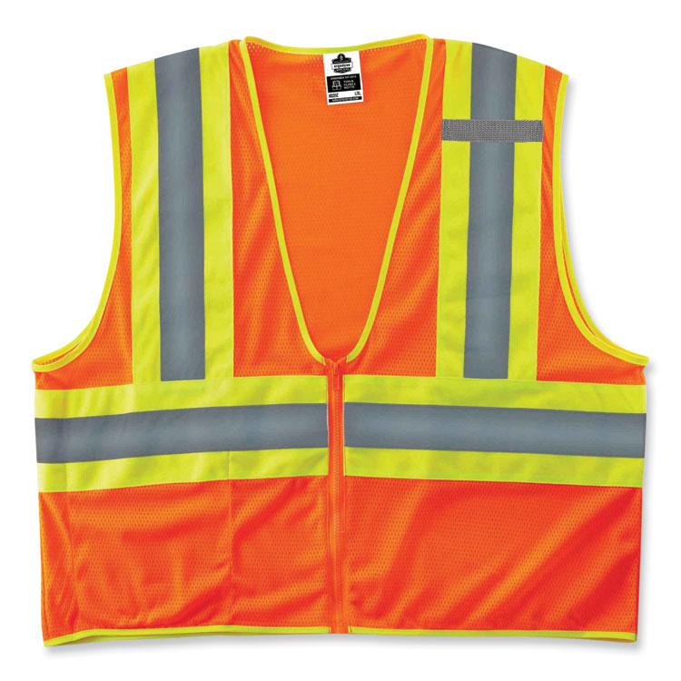 ergodyne® GloWear 8229Z Class 2 Economy Two-Tone Zipper Vest, Polyester, Large/X-Large, Orange, Ships in 1-3 Business Days (EGO21305) Each