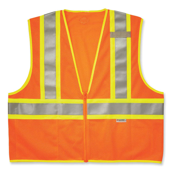 ergodyne® GloWear 8230Z Class 2 Two-Tone Mesh Zipper Vest, Polyester, Large/X-Large, Orange, Ships in 1-3 Business Days (EGO21315) Each